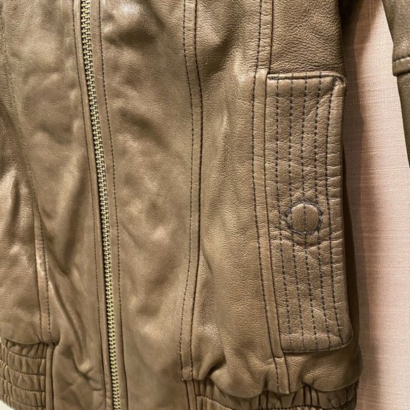 Mackage Brown Lamb Leather Jacket with Hidden Hood - Picture 13 of 14